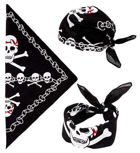 bandana nera pirata con teschio