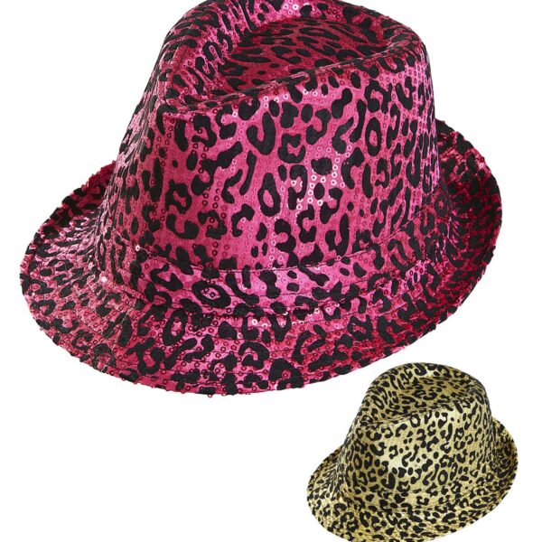 cappello da gangster leopardato con paillettes