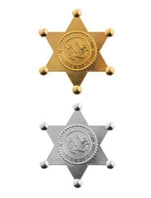 stella da sceriffo in metallo oro o argento