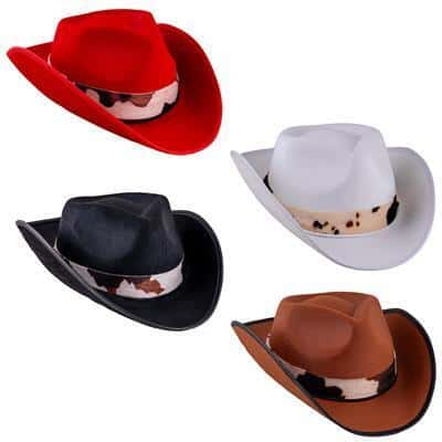cappello da cowboy colori assortiti con banda muccata