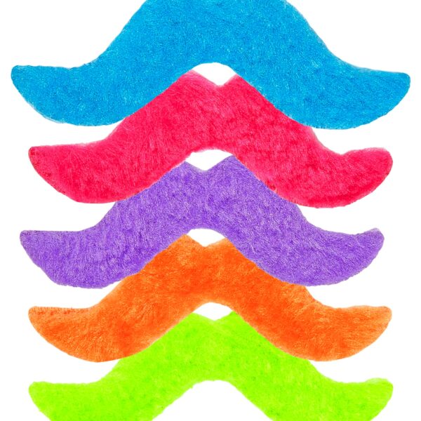 set da dodici baffi colorati a manubrio adesivi