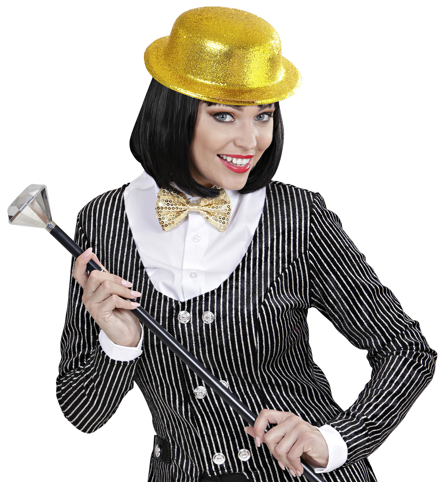 cappello bombetta oro con brillantini