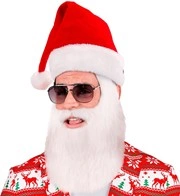 cappello con barba bianca di babbo natale