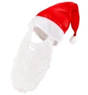 cappello con barba bianca di babbo natale