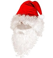 set cappello con capelli e barba bianca da babbo natale