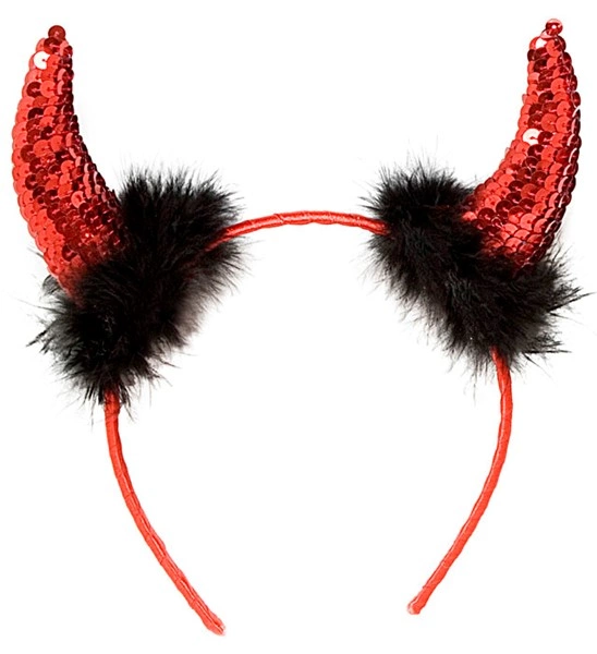 cerchietto con corna rosse da diavolo in paillettes