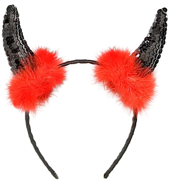 cerchietto con corna nere da diavolo in paillettes