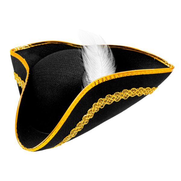 cappello tricorno nero con piuma