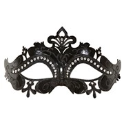 maschera veneziana nera con glitter e strass