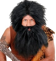 parrucca e barba nera lunga