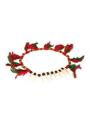 collana da indiano con ossa e piume
