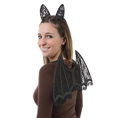 ali nere da pipistrello in pizzo