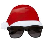 occhiali neri con cappello di babbo natale