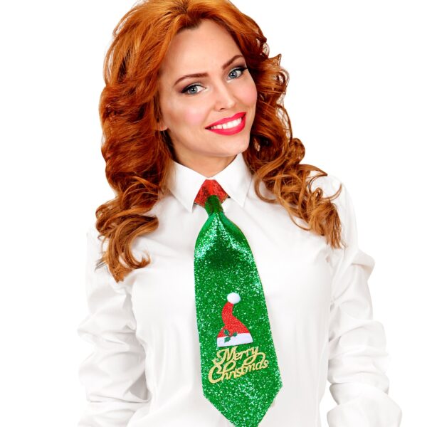 cravatta rossa e verde con cappello di babbo natale