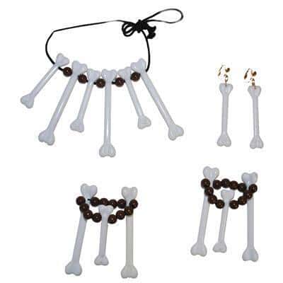 collana orecchini e bracciali con ossa