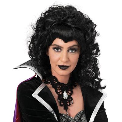 parrucca nera gotica con boccoli