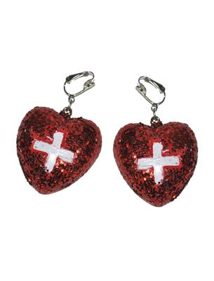 orecchini a cuore rosso da infermiera