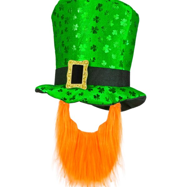 cilindro verde con barba da folletto irlandese