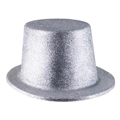 cappello cilindro oro o argento in plastica