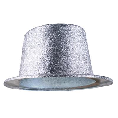 cappello cilindro oro o argento in plastica