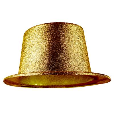cappello cilindro oro o argento in plastica
