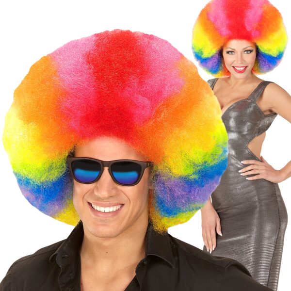 parrucca multicolore afro da clown