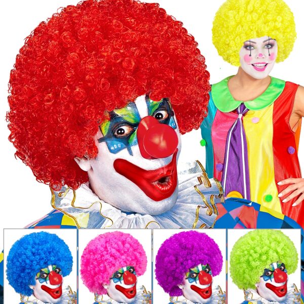 parrucca riccia da clown colori assortiti