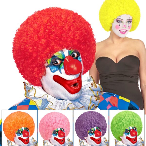parrucca da clown riccia colori assortiti