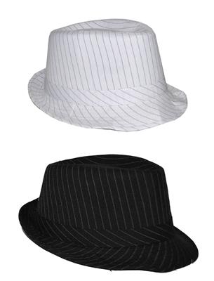 cappello nero o bianco gessato da gangster