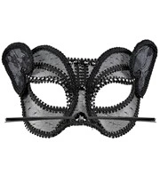 maschera da gatta in pizzo con strass