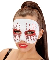 maschera bianca da psycho con occhi sanguinanti