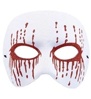 maschera bianca da psycho con occhi sanguinanti