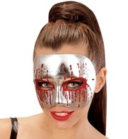 maschera argento da psycho con occhi sanguinanti