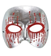 maschera argento da psycho con occhi sanguinanti