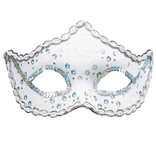 maschera domini bianca con paillettes