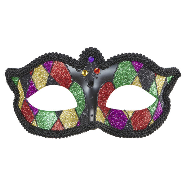 maschera domino arlecchino glitter
