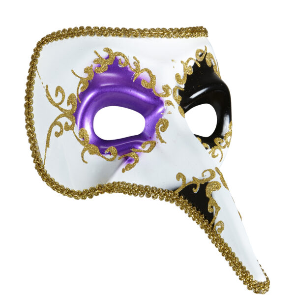 maschera veneziana bianca con decori