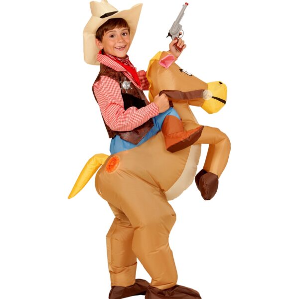 costume gonfiabile da cowboy a cavallo