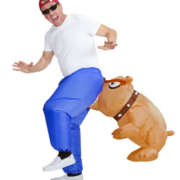 costume gonfiabile da bulldog che morde