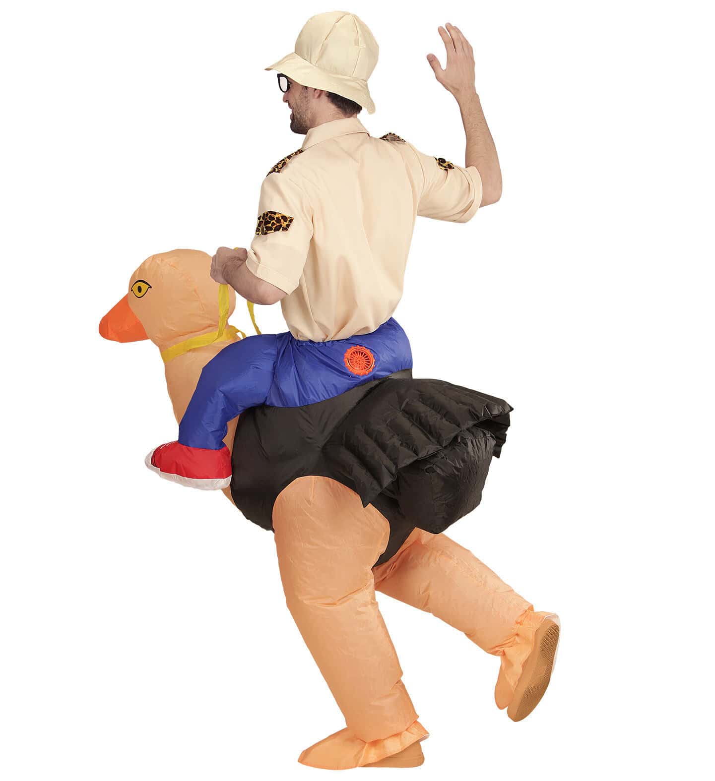 costume gonfiabile da esploratore su struzzo