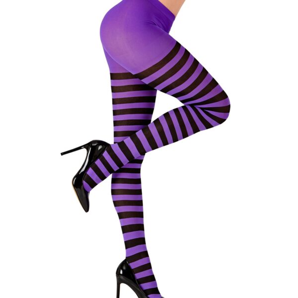 collant a righe nero viola