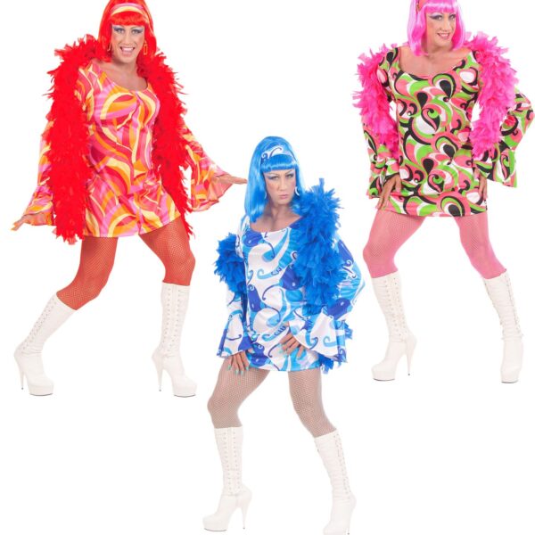 costume da drag queens disco anni'70 colori assortiti