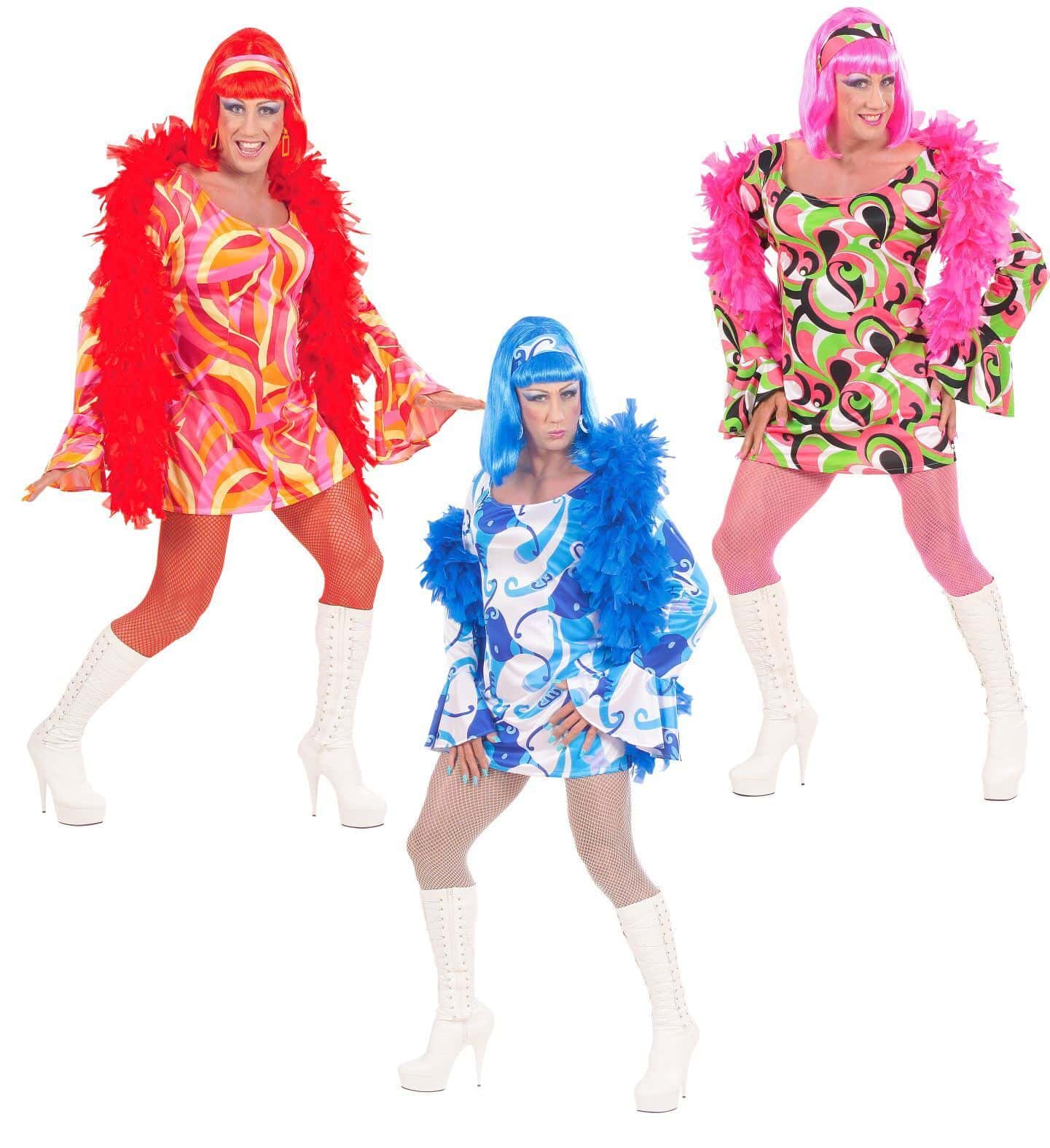 costume da drag queens disco anni'70 colori assortiti
