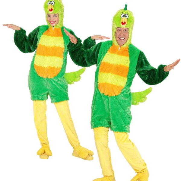 costume da uccello verde in peluche