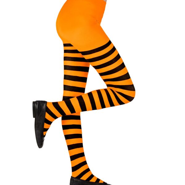 collant a righe nero arancione da bambina