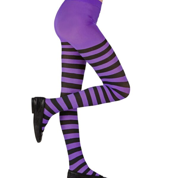collant a righe nero viola da bambina