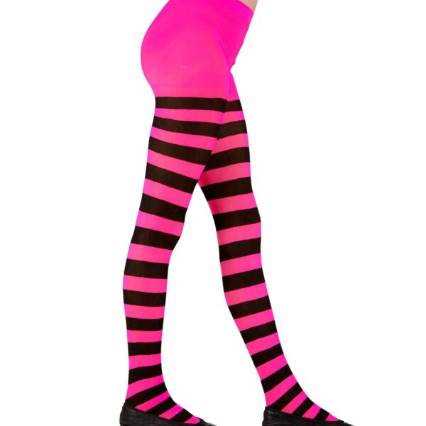collant a righe nero rosa da bambina
