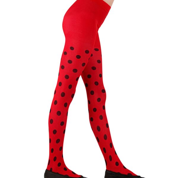 collant a pois rosso nero da bambina