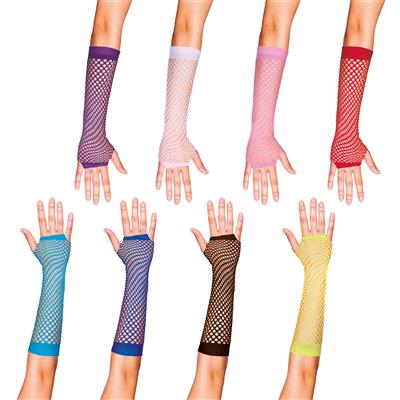 guanto lungo a rete senza dita colori assortiti