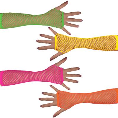 guanto a rete lungo senza dita fluo colori assortiti